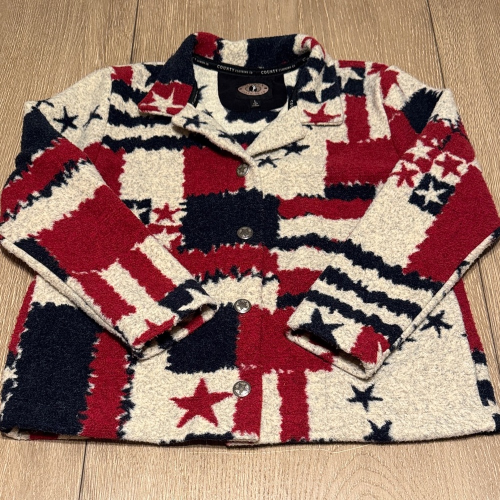 County Clothing Co Patriotic Red White & Blue Jacket Large